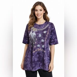 NCC Apparel Tie Dye Dreamcatcher Tee Oversized Purple tie dye Graphic T Shirt
